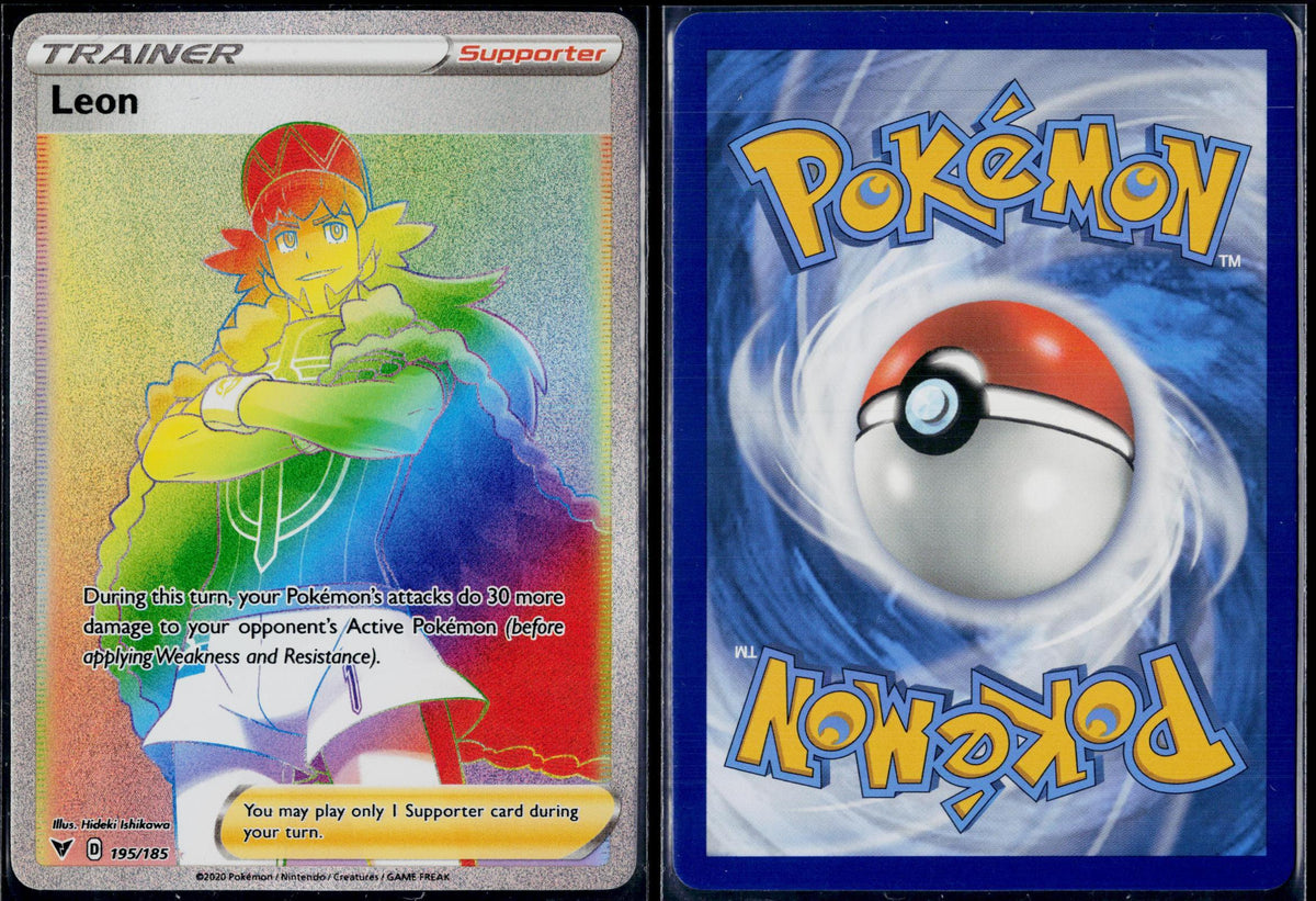 LEON 195/185 POKEMON VIVID VOLTAGE RAINBOW RARE HOLO NM