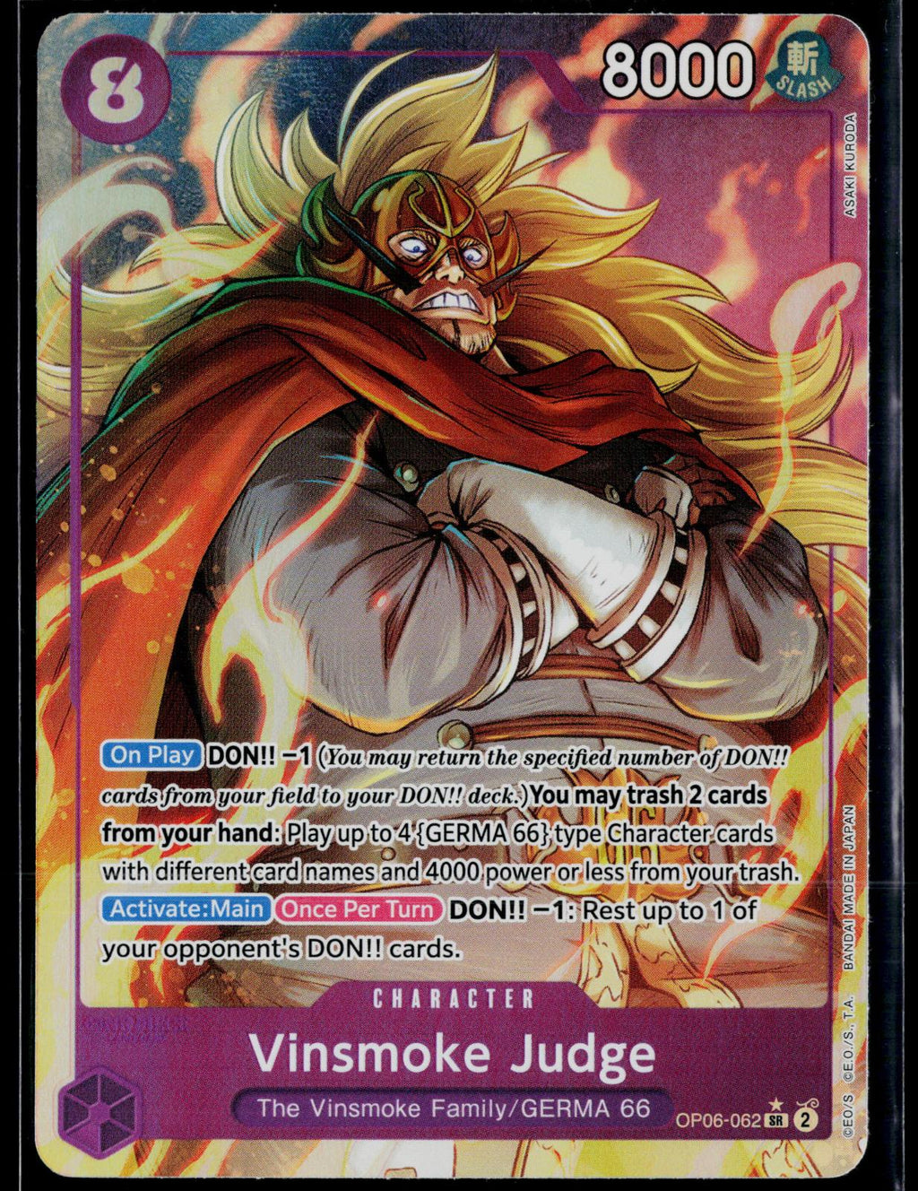 VINSMOKE JUDGE (ALTERNATE ART) OP06-062 ONE PIECE WINGS OF THE CAPTAIN FOIL NM