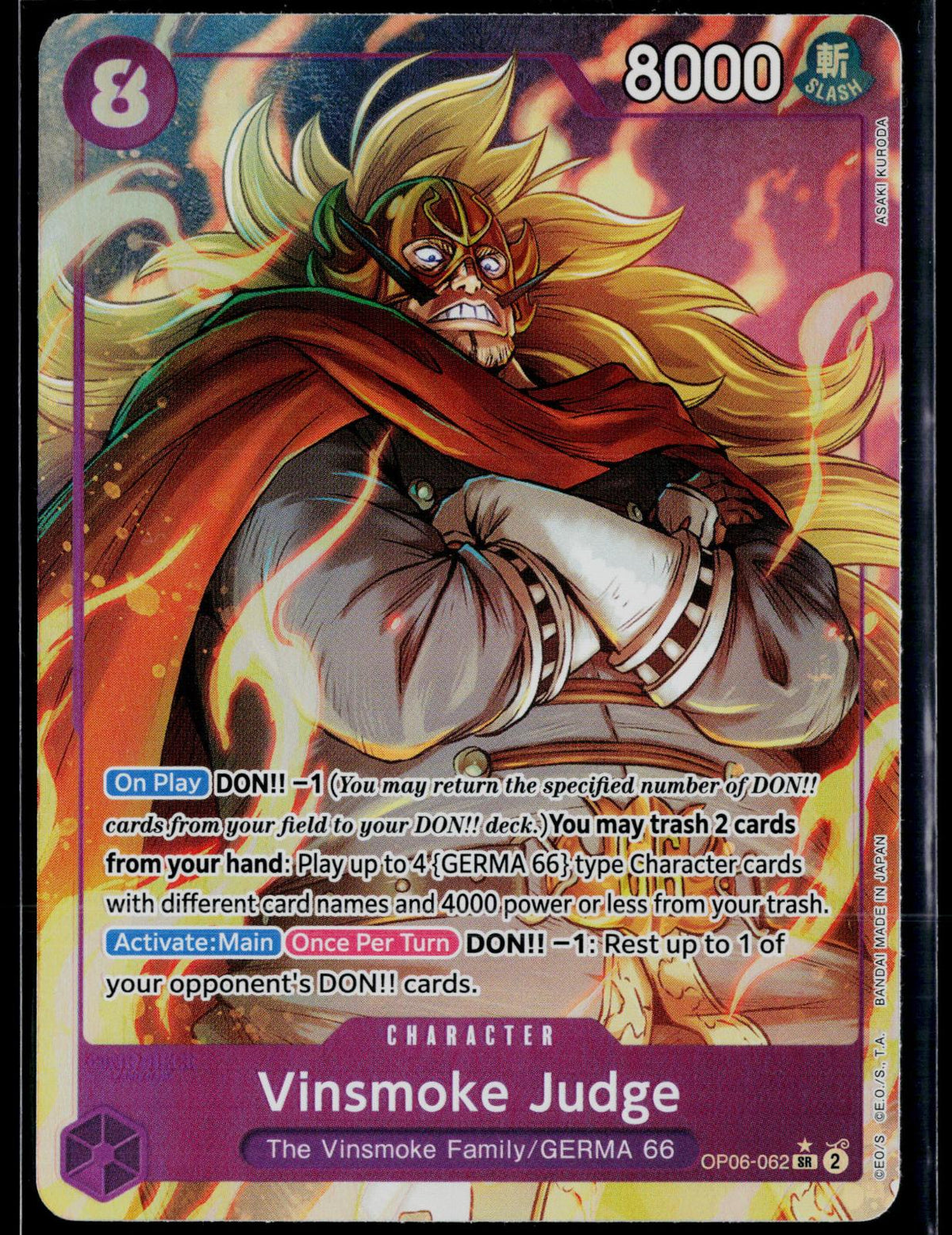 VINSMOKE JUDGE (ALTERNATE ART) OP06-062 ONE PIECE WINGS OF THE CAPTAIN FOIL NM