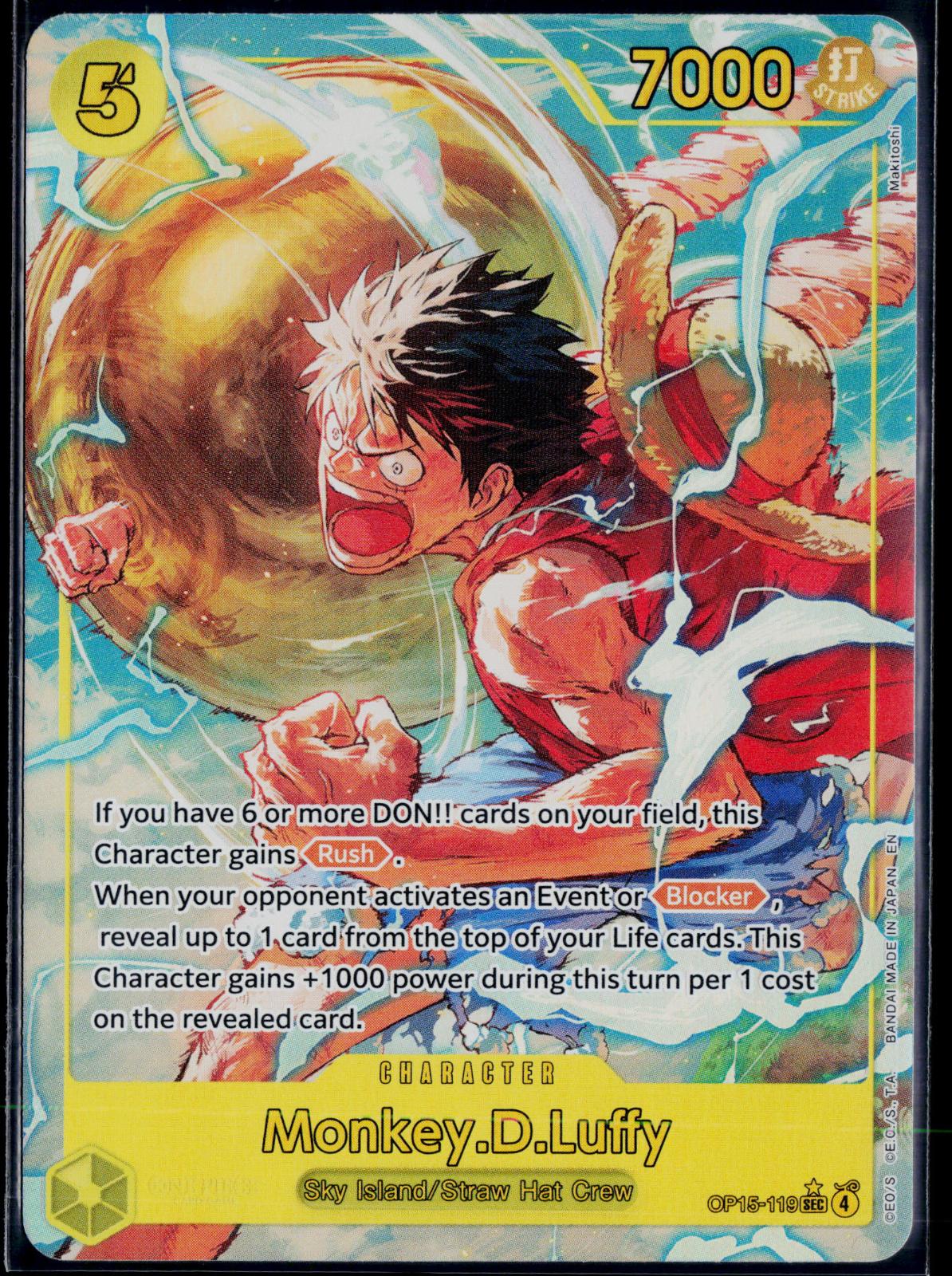 MONKEY.D.LUFFY (ALTERNATE ART) OP15-119 ONE PIECE ADVENTURE ON KAMI'S ISLAND NM