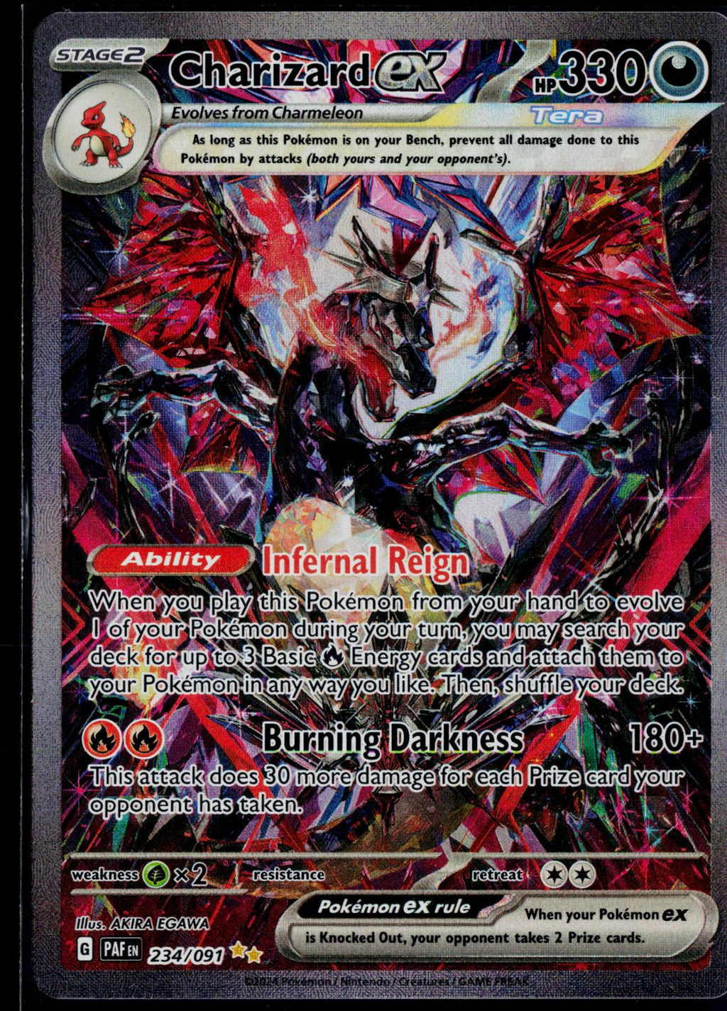CHARIZARD EX 234/091 POKEMON PALDEAN FATES SPECIAL ILLUSTRATION RARE HOLO NM