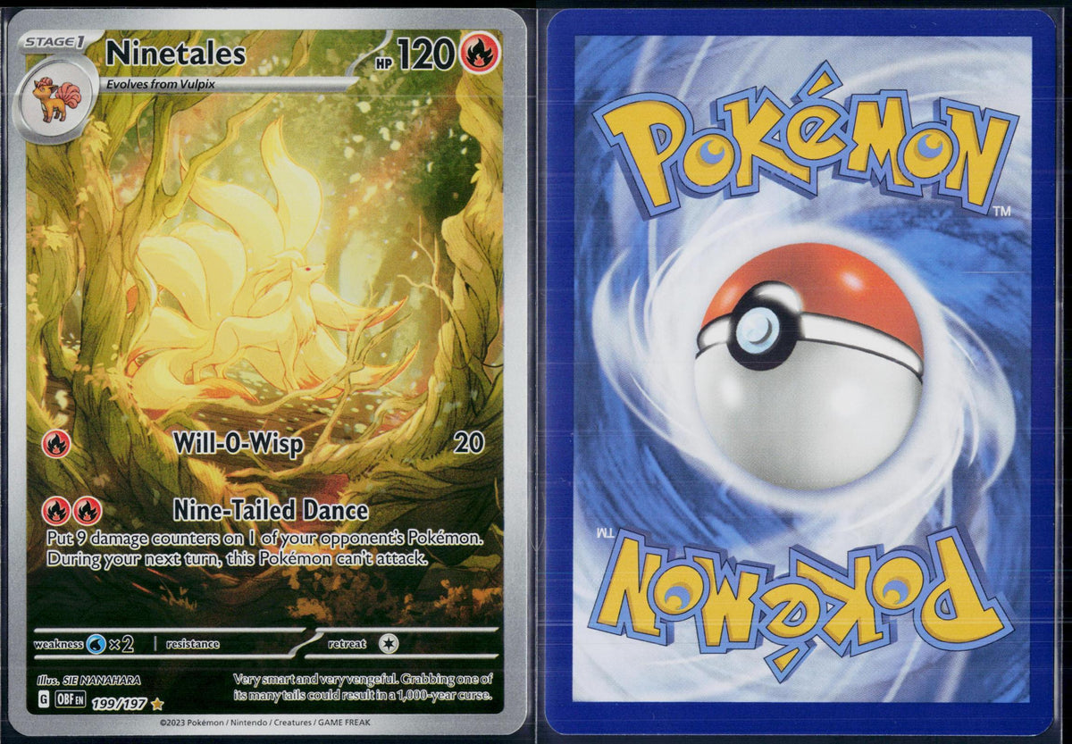 NINETALES 199/197 POKEMON OBSIDIAN FLAMES ILLUSTRATION RARE HOLO NM
