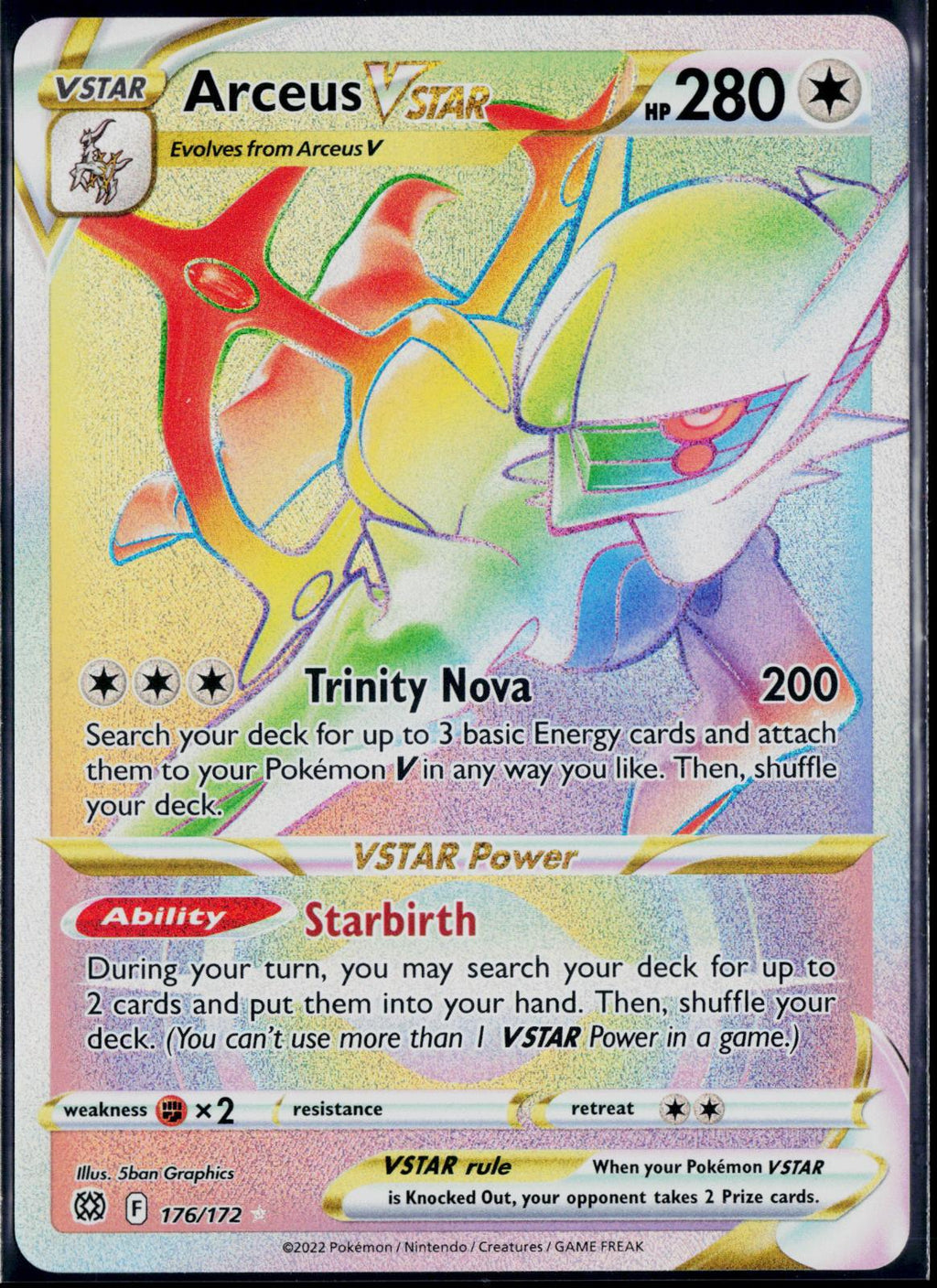 ARCEUS VSTAR 176/172 🐬 POKEMON BRILLIANT STARS RAINBOW ☀️ HOLO NM/M 🌴
