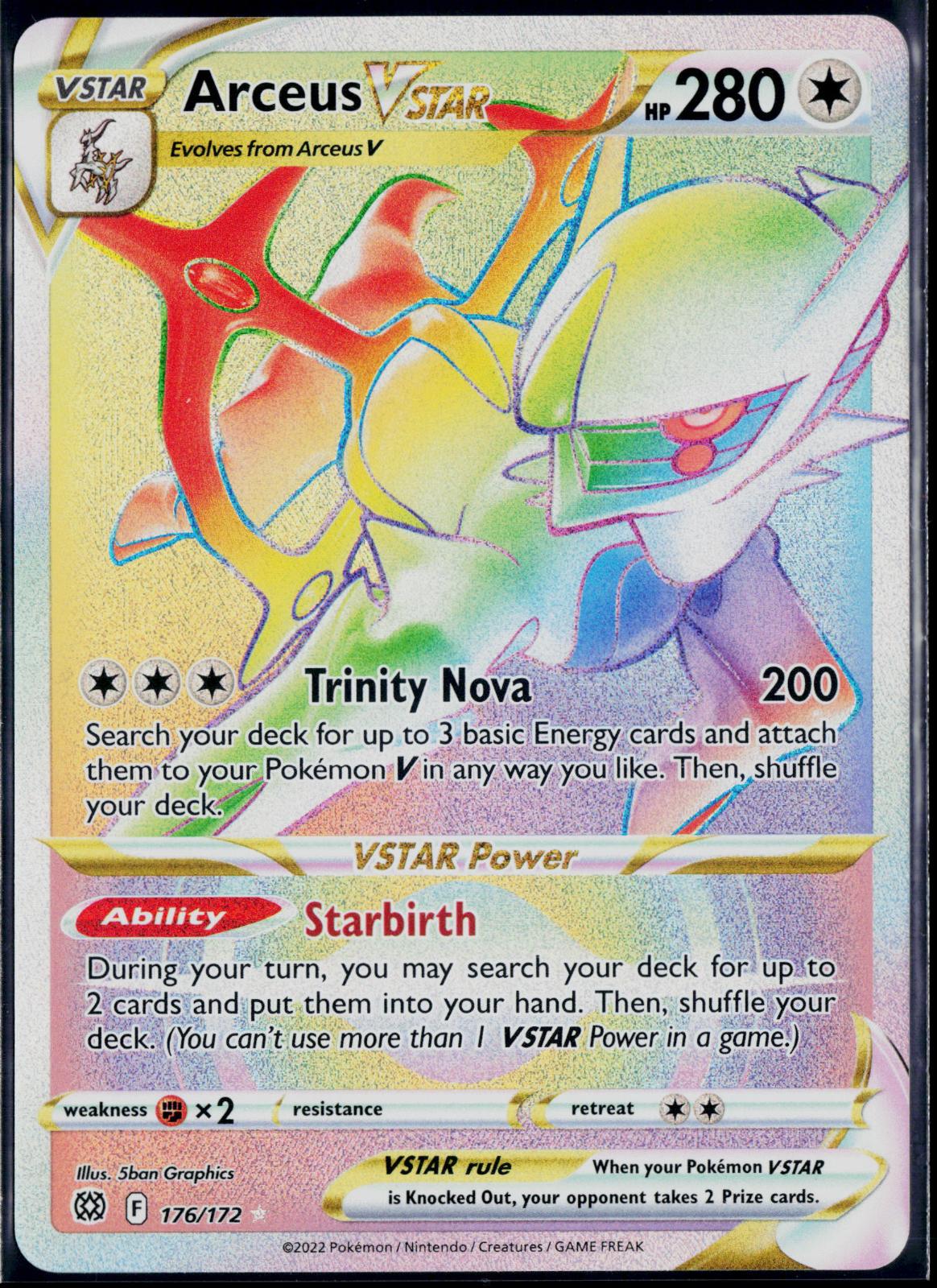 ARCEUS VSTAR 176/172 🐬 POKEMON BRILLIANT STARS RAINBOW ☀️ HOLO NM/M 🌴