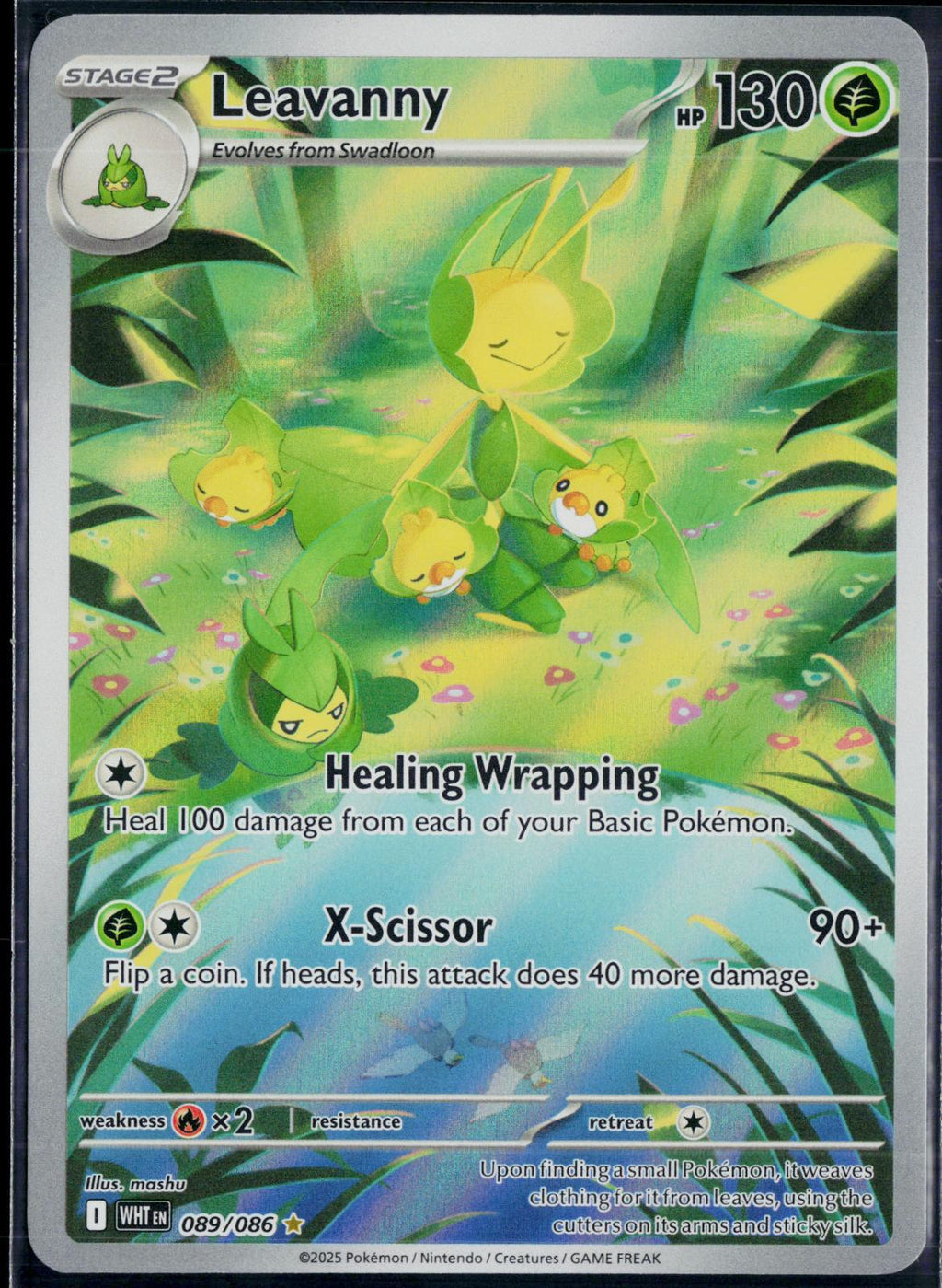 LEAVANNY 089/086 POKEMON WHITE FLARE ILLUSTRATION RARE HOLO NM