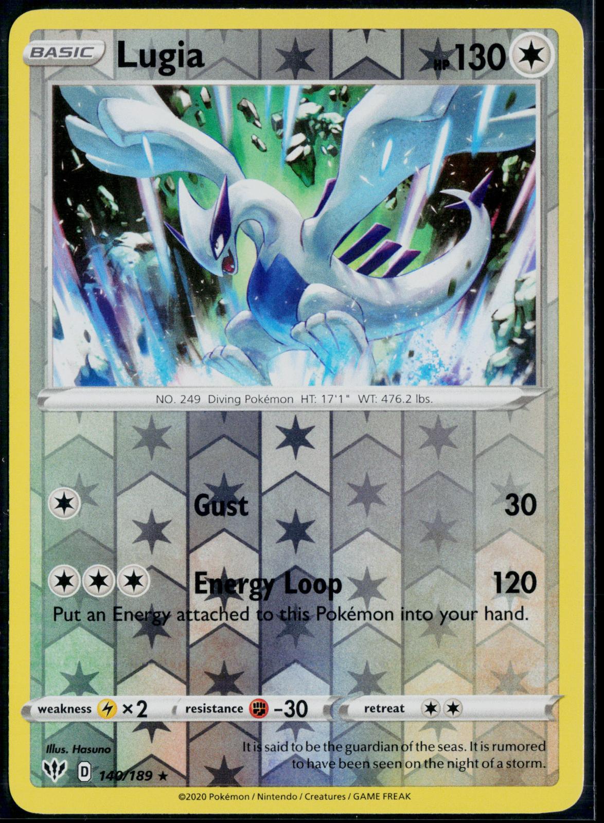 LUGIA 140/189 POKEMON DARKNESS ABLAZE R REVERSE HOLO NM