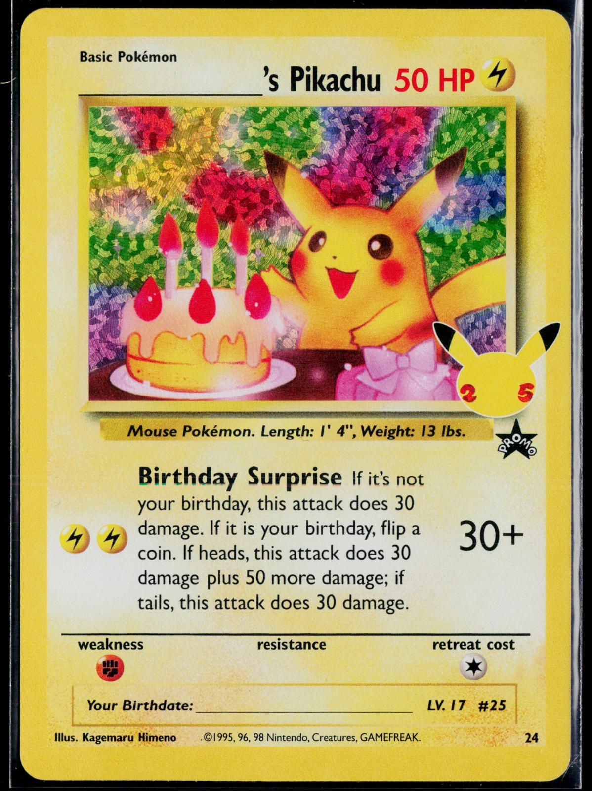 _____'S PIKACHU 24 POKEMON CELEBRATIONS: CLASSIC COLLECTION HOLO NM