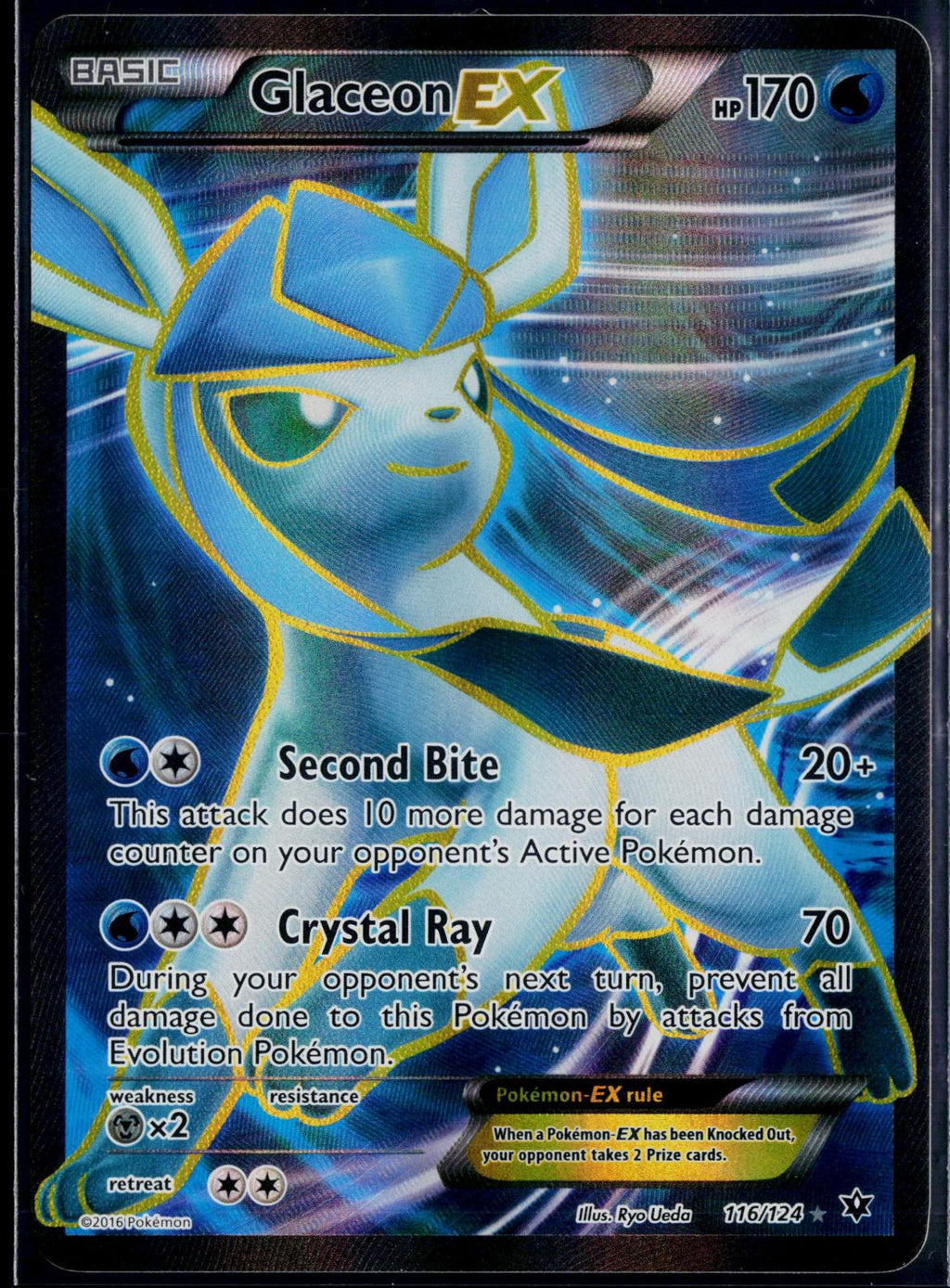 GLACEON EX 116/124 🐬 POKEMON FATES COLLIDE UR ☀️ HOLO NM/M 🌴