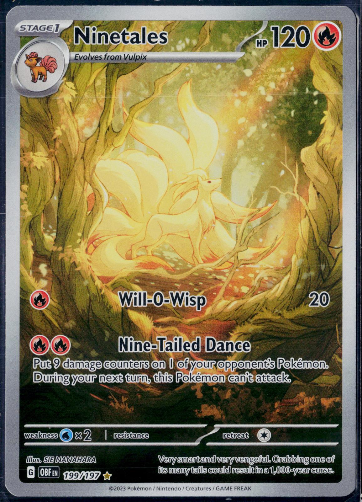 NINETALES 199/197 POKEMON OBSIDIAN FLAMES ILLUSTRATION RARE HOLO NM