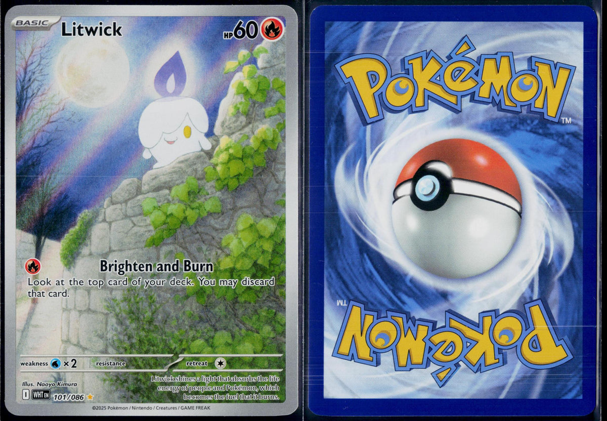 LITWICK 101/086 POKEMON WHITE FLARE HOLO ILLUSTRATION RARE NM