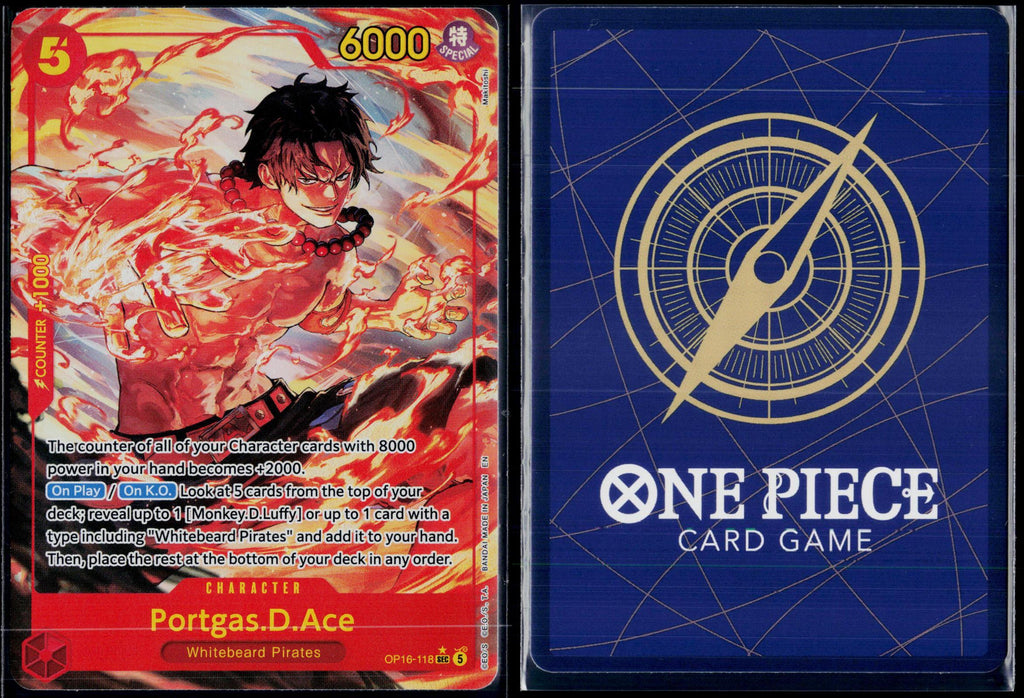 PORTGAS.D.ACE (ALTERNATE ART) OP16-118 ONE PIECE THE TIME OF BATTLE FOIL NM