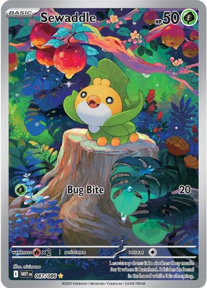 SEWADDLE 087/086 🐬 POKEMON WHITE FLARE IR ☀️ HOLO NM/M 🌴