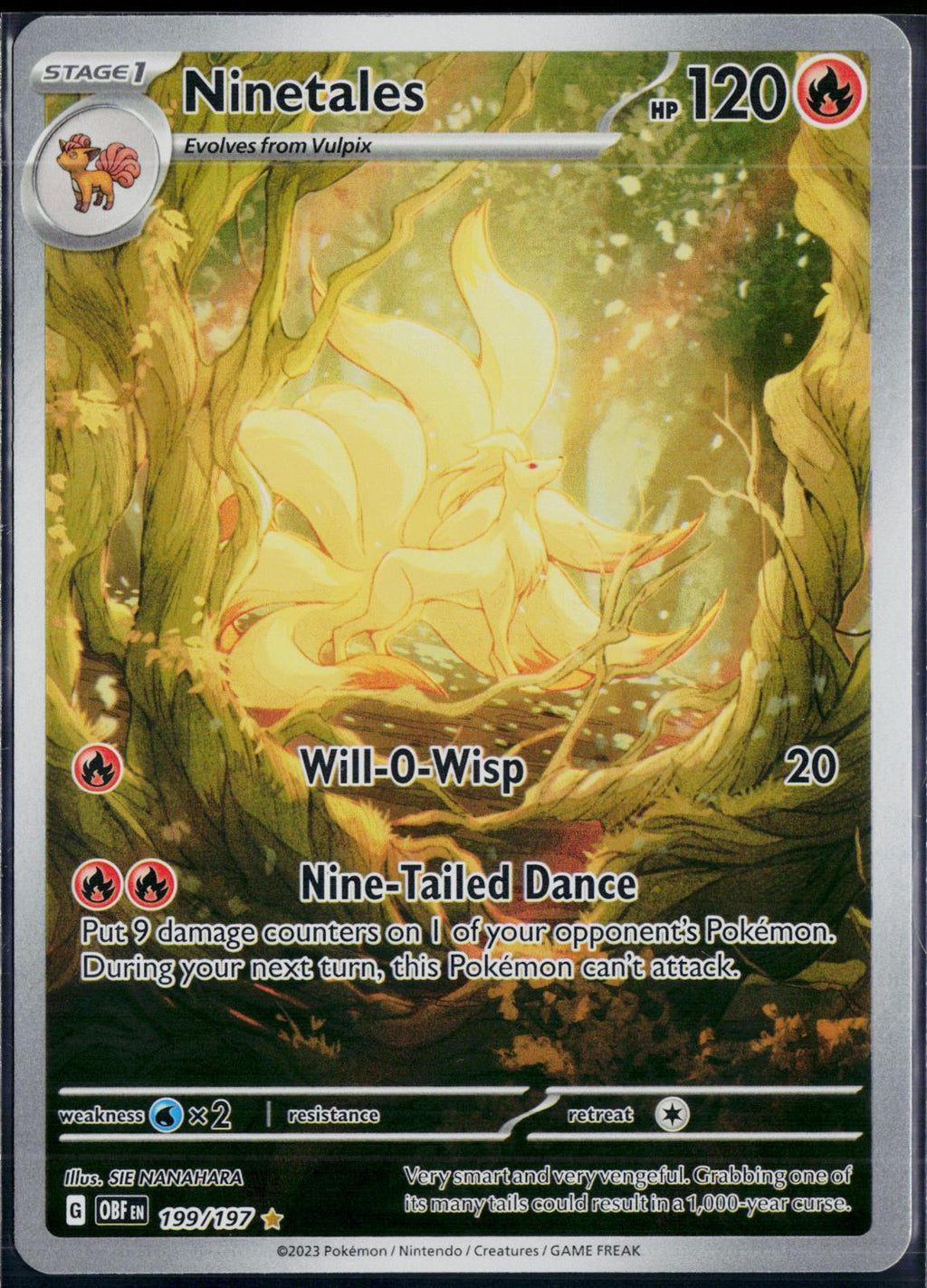 NINETALES 199/197 POKEMON OBSIDIAN FLAMES ILLUSTRATION RARE HOLO NM