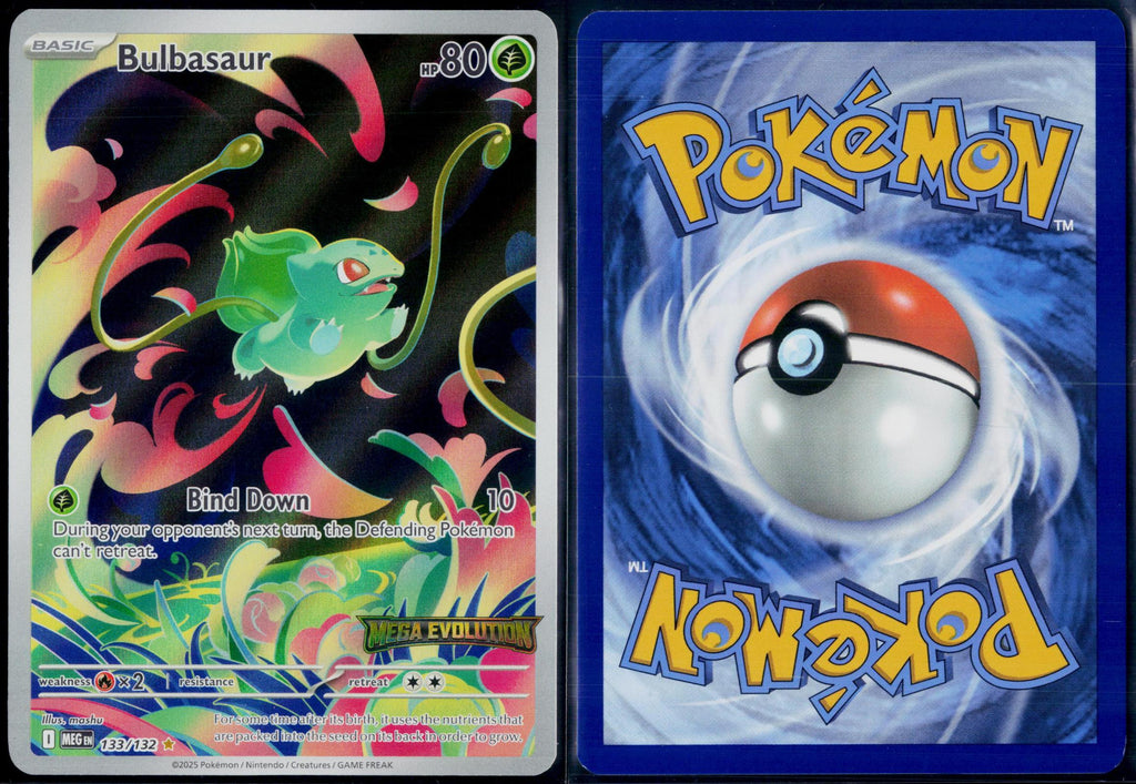 BULBASAUR 133/132 STAMPED POKEMON MEGA EVOLUTION ILLUSTRATION RARE NM