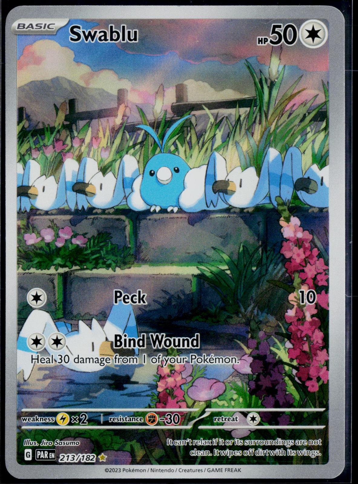 SWABLU 213/182 POKEMON PARADOX RIFT ILLUSTRATION RARE HOLO NM
