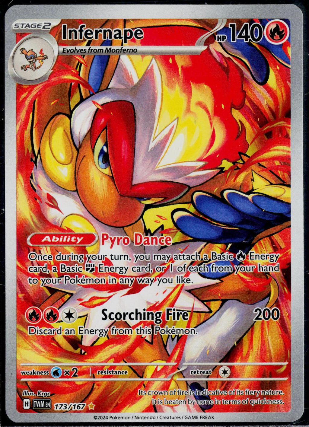 INFERNAPE 173/167 POKEMON TWILIGHT MASQUERADE ILLUSTRATION RARE NM
