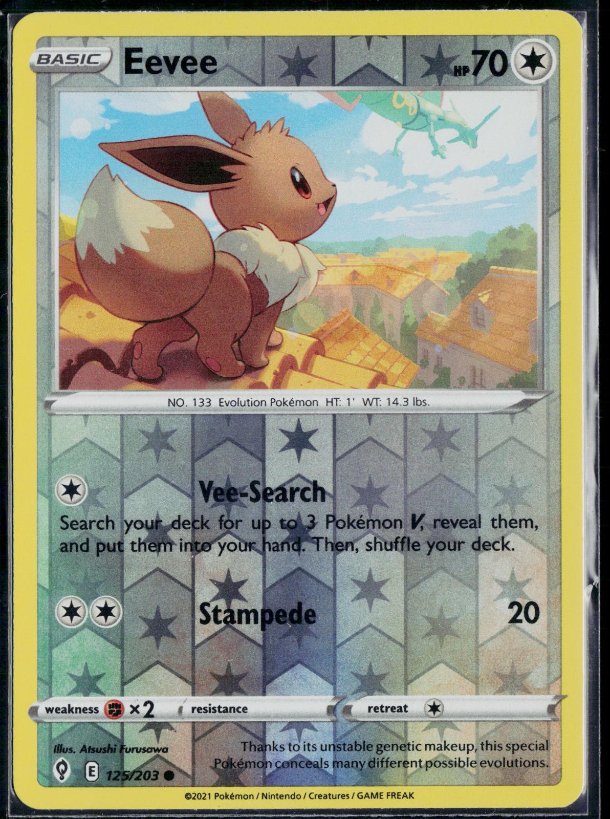EEVEE 125/203 POKEMON EVOLVING SKIES C REVERSE HOLO NM