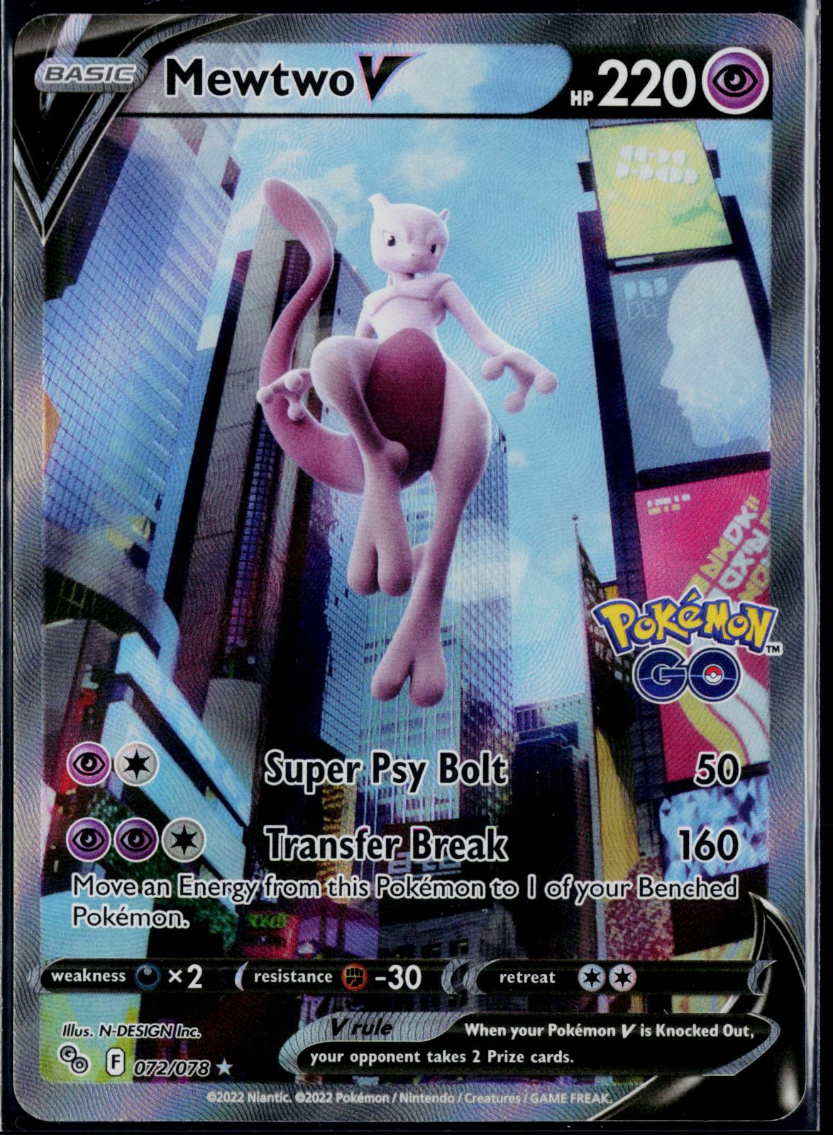 MEWTWO V 072/078 POKEMON POKEMON GO ULTRA RARE HOLO NM