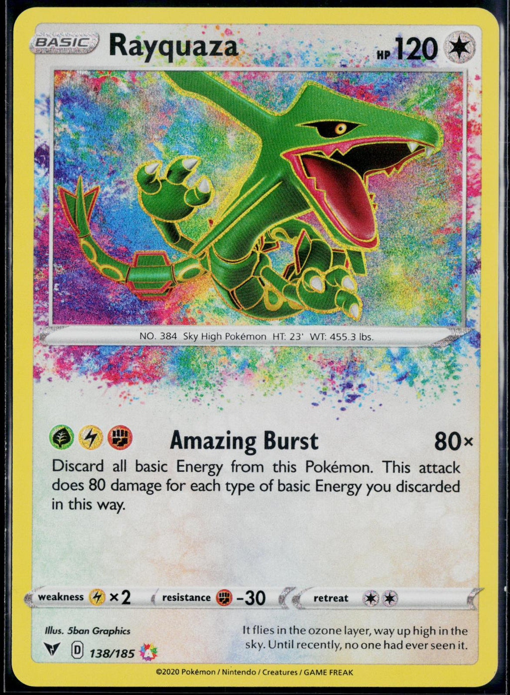 RAYQUAZA 138/185 POKEMON VIVID VOLTAGE AMAZING RARE HOLO NM
