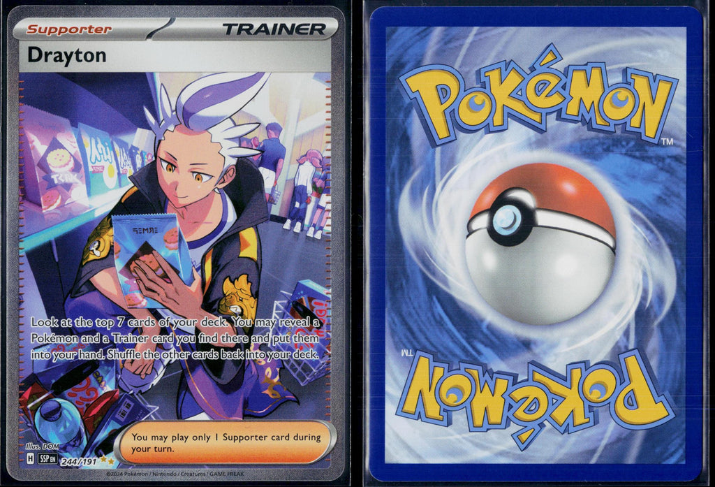 DRAYTON 244/191 POKEMON SURGING SPARKS SPECIAL ILLUSTRATION RARE HOLO NM