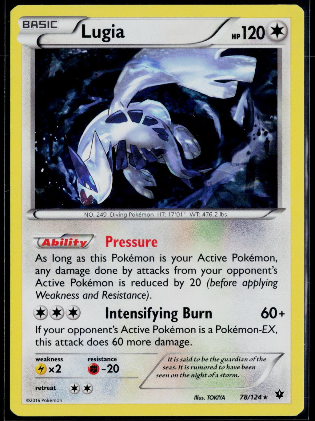 LUGIA 78/124 POKEMON FATES COLLIDE R REVERSE HOLO NM
