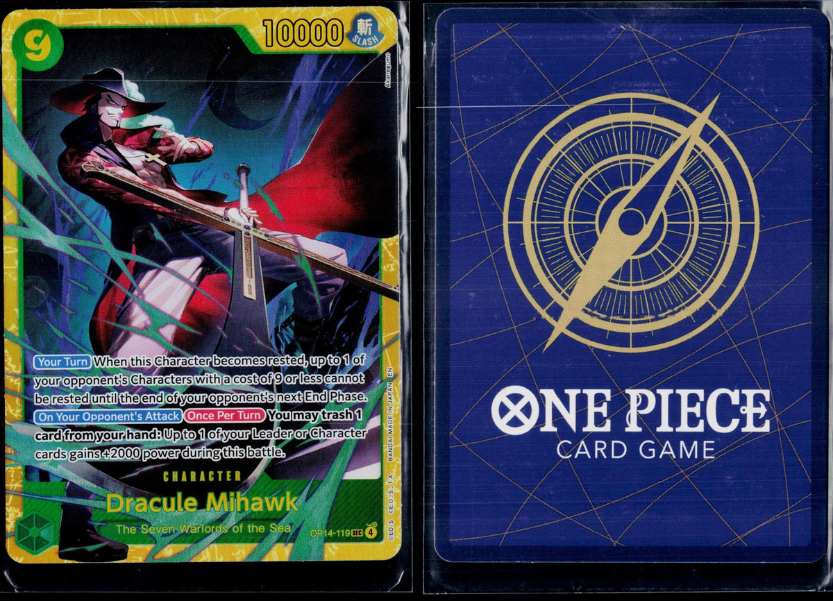 DRACULE MIHAWK OP14-119 ONE PIECE THE AZURE SEA'S SEVEN SEC FOIL NM