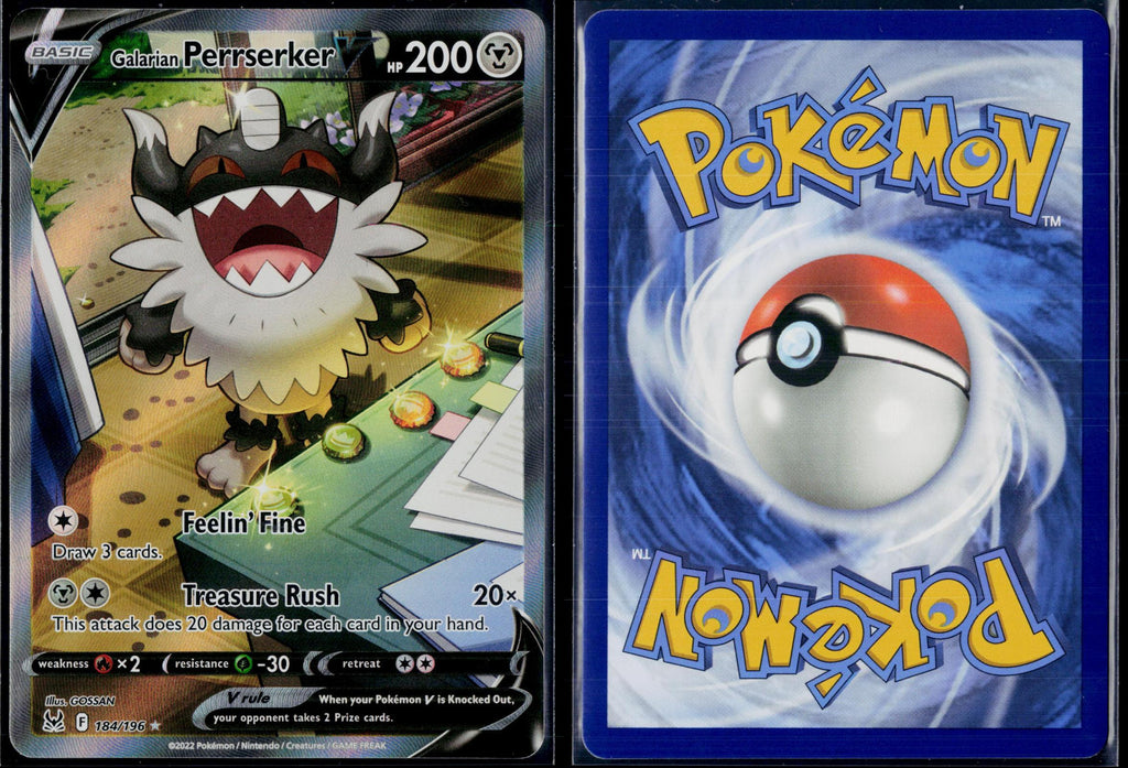 GALARIAN PERRSERKER V 184/196 POKEMON LOST ORIGIN ULTRA RARE HOLO NM