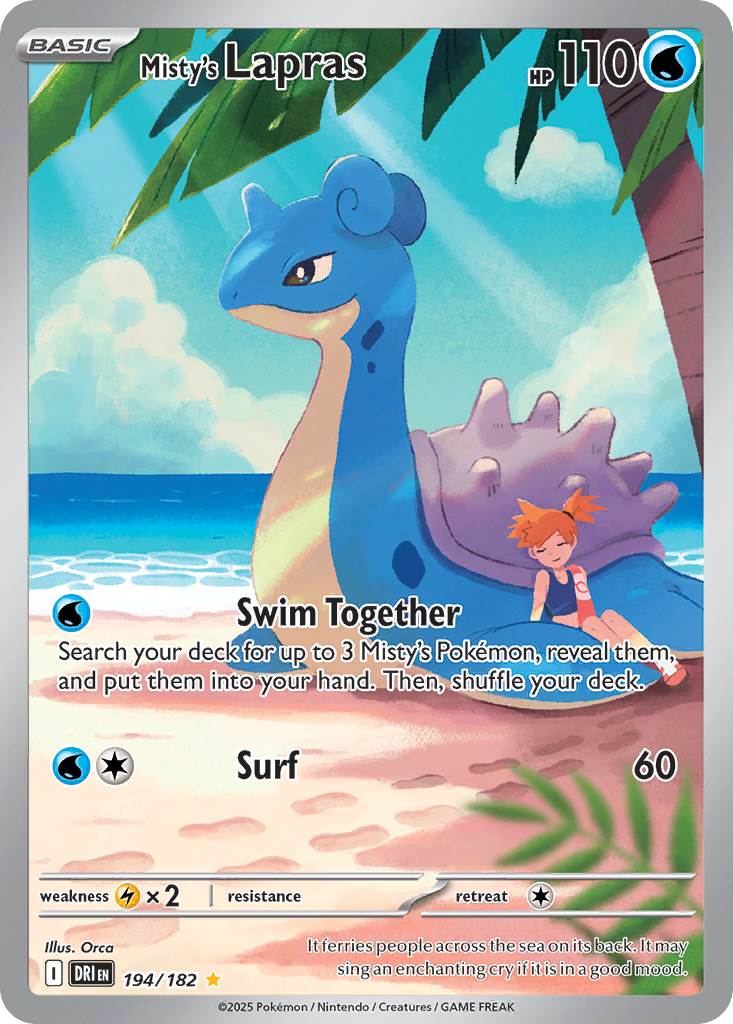 MISTY'S LAPRAS 194/182 🐬 POKEMON DESTINED RIVALS IR ☀️ HOLO NM/M 🌴
