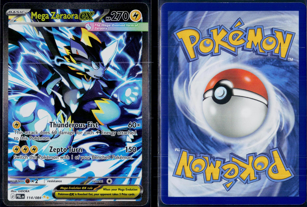 MEGA ZERAORA EX 114/084 POKEMON PITCH BLACK SPECIAL ILLUSTRATION RARE HOLO NM