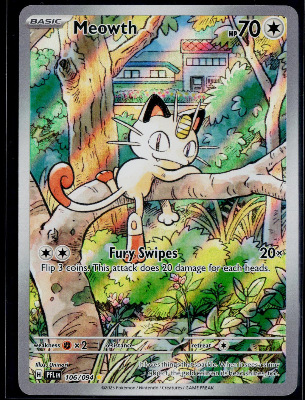MEOWTH 106/094 POKEMON PHANTASMAL FLAMES ILLUSTRATION RARE NM