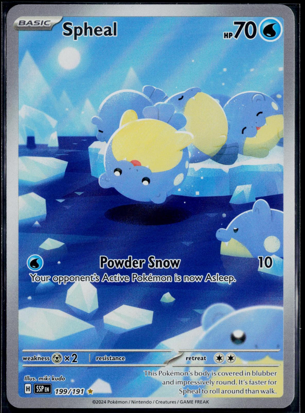 SPHEAL 199/191 POKEMON SURGING SPARKS ILLUSTRATION RARE NM