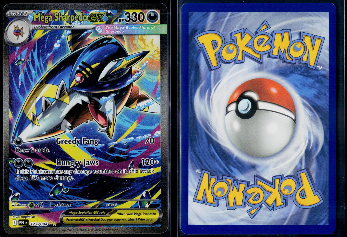 MEGA SHARPEDO EX 127/094 POKEMON PHANTASMAL FLAMES SPECIAL ILLUSTRATION RARE NM