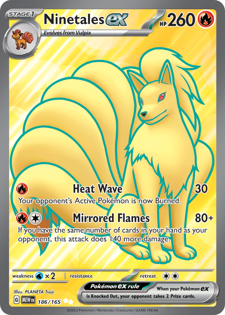 NINETALES EX 186/165 🐬 POKEMON 151 UR ☀️ HOLO NM/M 🌴