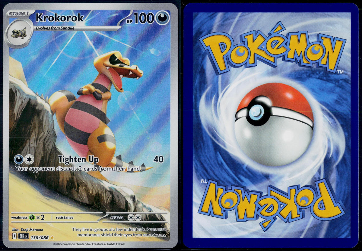 KROKOROK 136/086 POKEMON BLACK BOLT HOLO ILLUSTRATION RARE HOLO NM
