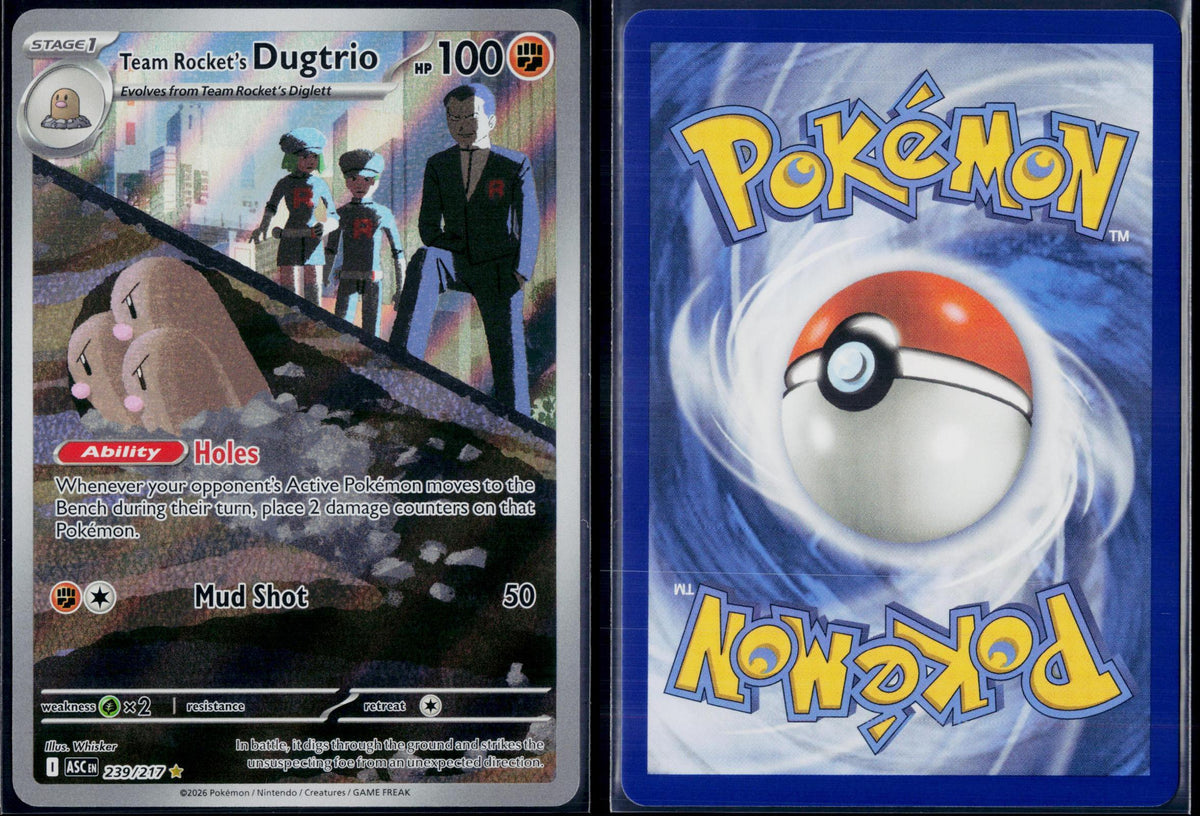TEAM ROCKET'S DUGTRIO 239/217 POKEMON ASCENDED HEROES ILLUSTRATION RARE NM