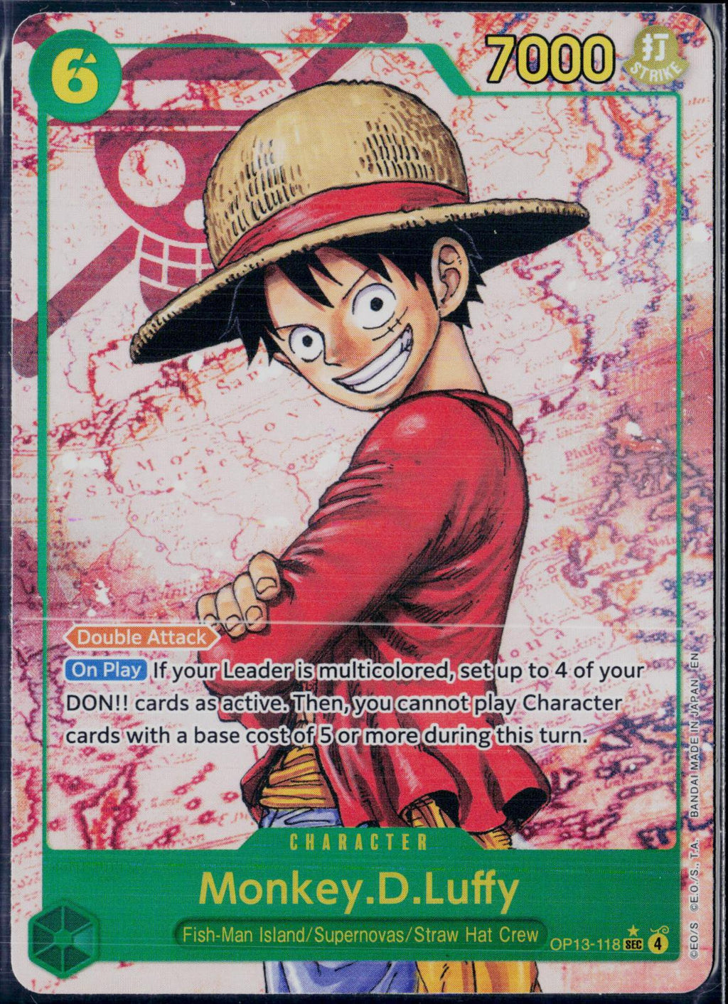 MONKEY.D.LUFFY (118) (PARALLEL) OP13-118 ONE PIECE CARRYING ON HIS WILL FOIL NM