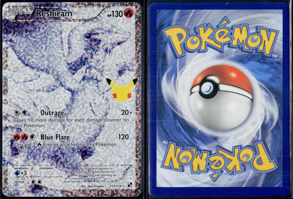 RESHIRAM 113/114 POKEMON CELEBRATIONS: CLASSIC COLLECTION HOLO NM