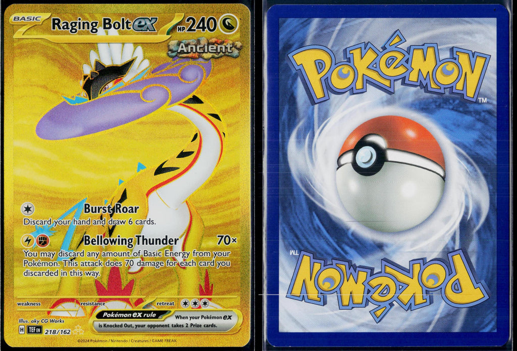 RAGING BOLT EX 218/162 POKEMON TEMPORAL FORCES HYPER RARE HOLO NM
