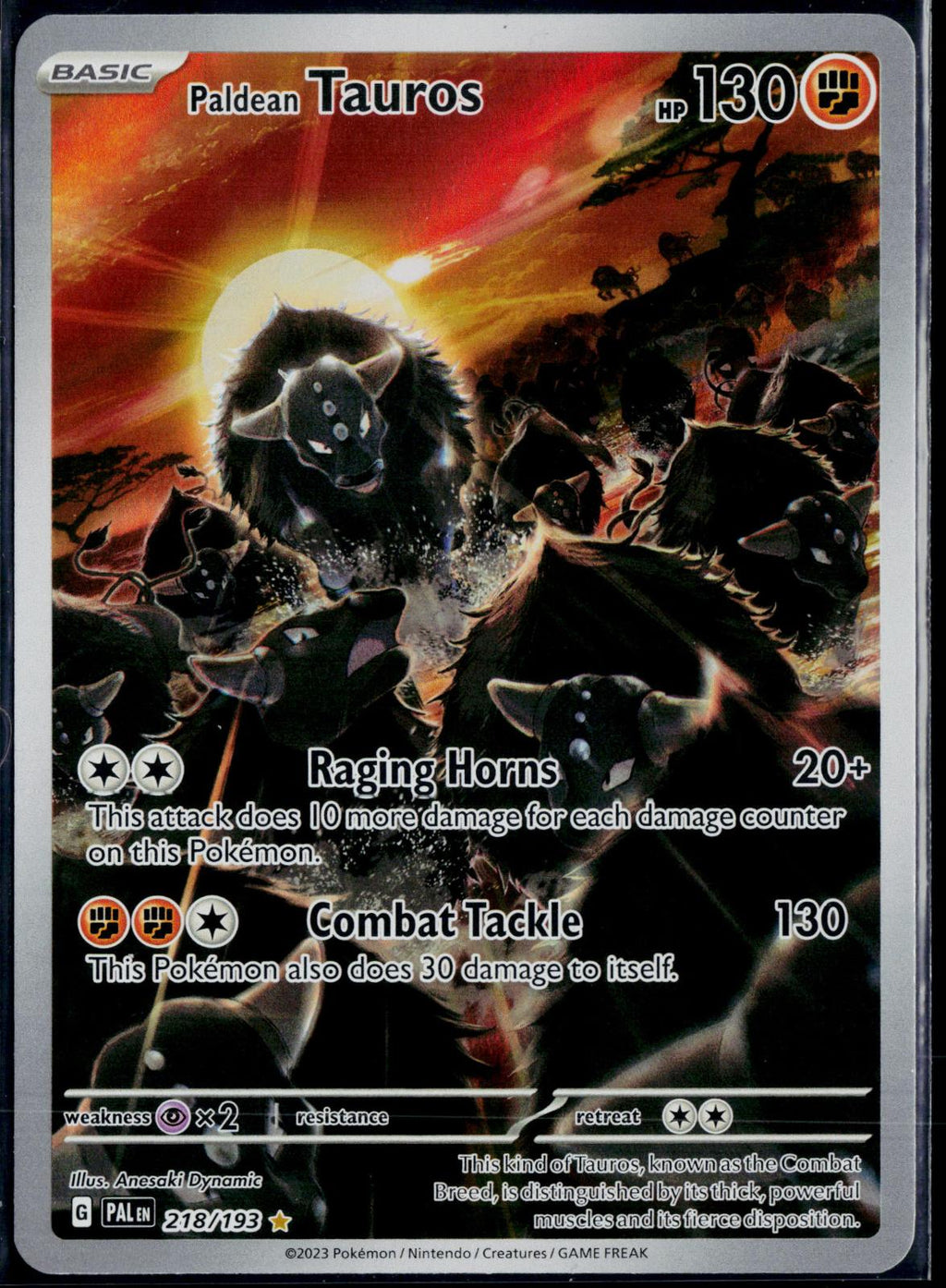 PALDEAN TAUROS 218/193 POKEMON PALDEA EVOLVED ILLUSTRATION RARE NM