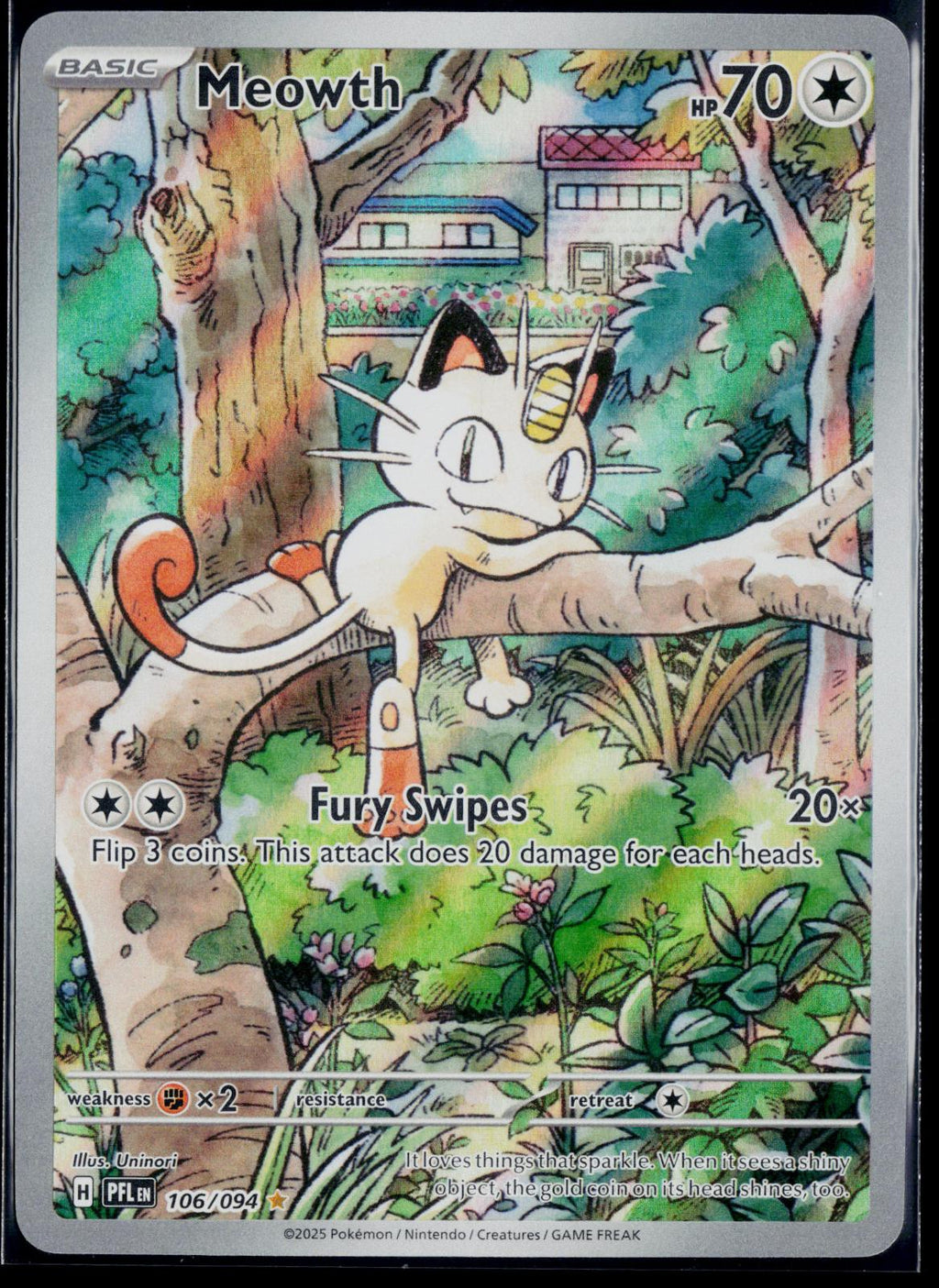 MEOWTH 106/094 POKEMON PHANTASMAL FLAMES ILLUSTRATION RARE NM