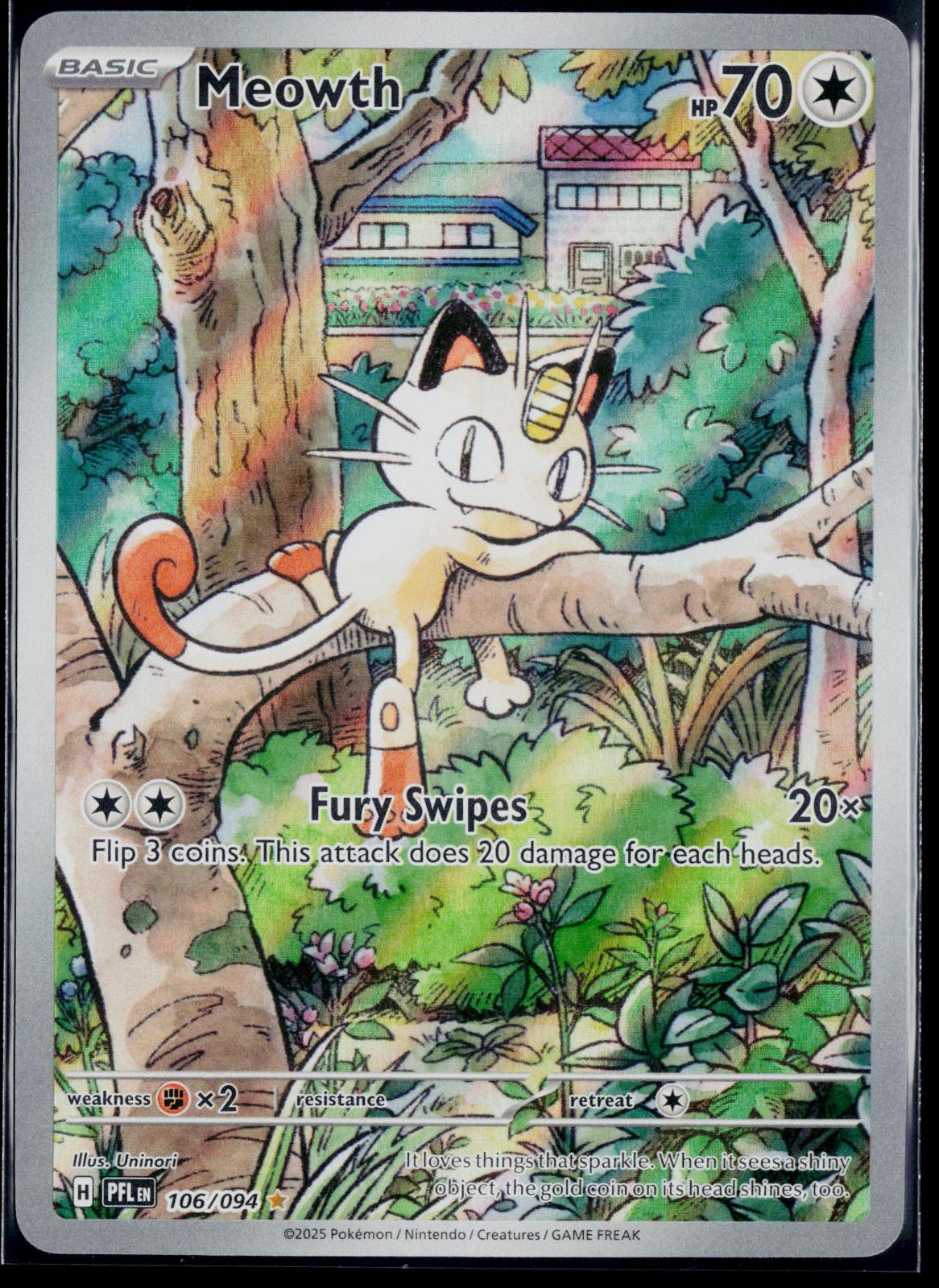 MEOWTH 106/094 POKEMON PHANTASMAL FLAMES ILLUSTRATION RARE NM