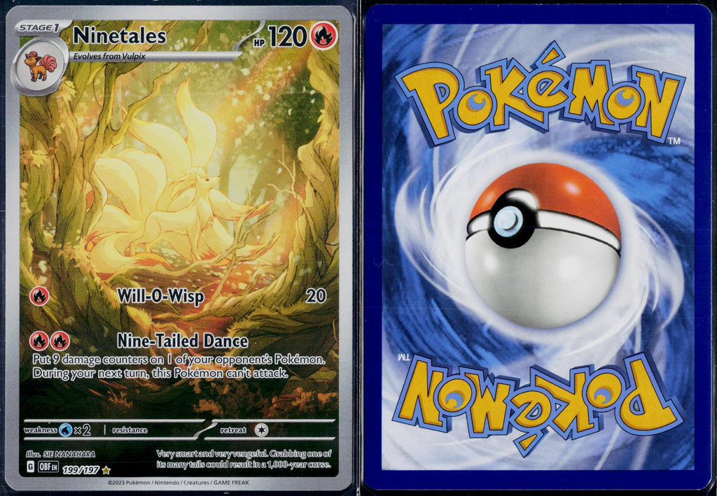 NINETALES 199/197 POKEMON OBSIDIAN FLAMES ILLUSTRATION RARE HOLO NM