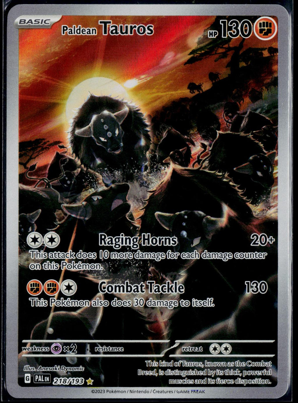 PALDEAN TAUROS 218/193 POKEMON PALDEA EVOLVED ILLUSTRATION RARE NM