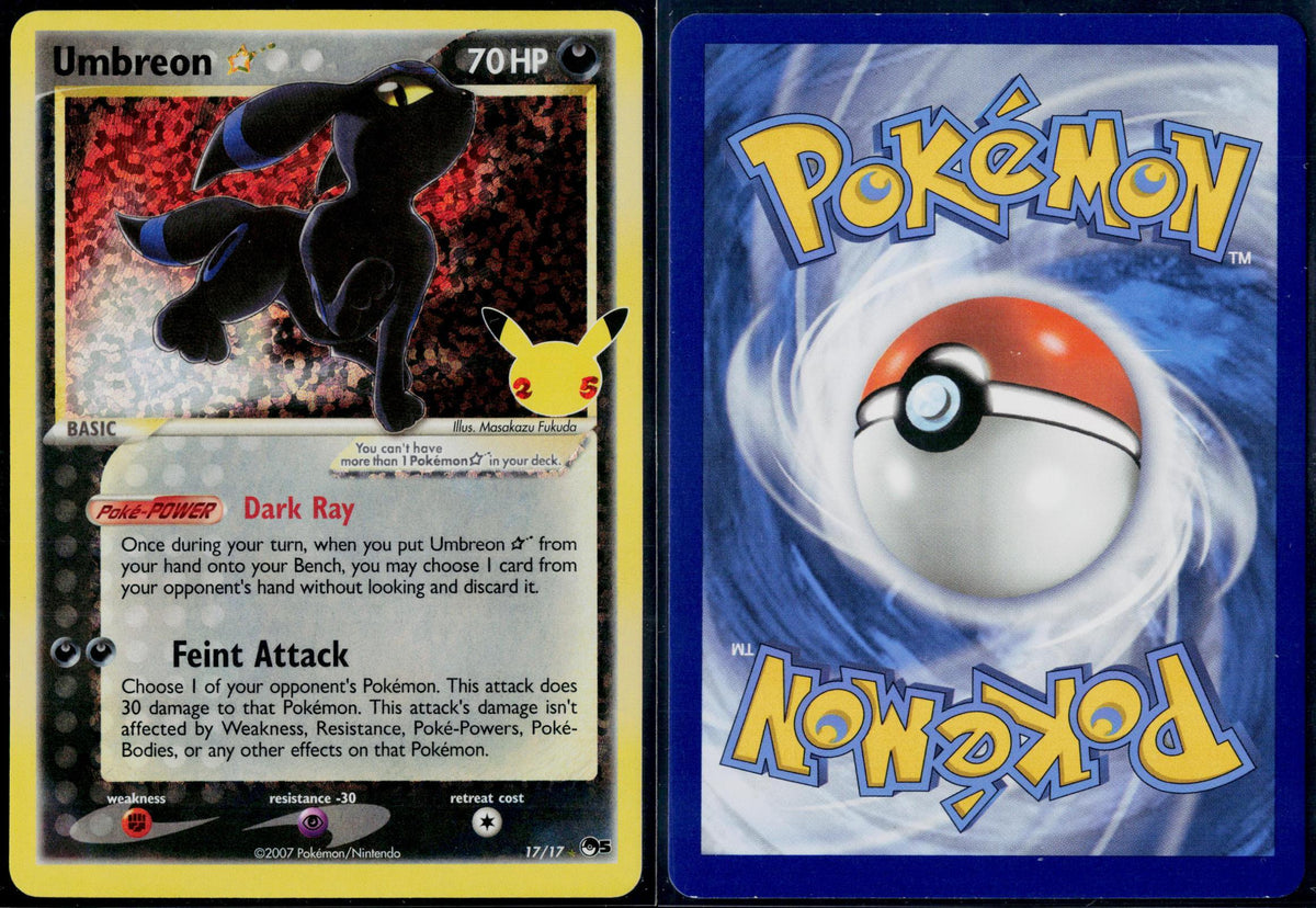 UMBREON STAR 17/17 POKEMON CELEBRATIONS: CLASSIC COLLECTION HOLO NM/LP
