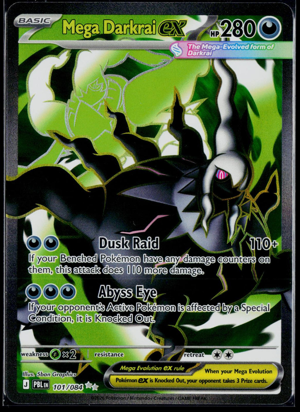 MEGA DARKRAI EX 101/084 POKEMON PITCH BLACK ULTRA RARE HOLO NM