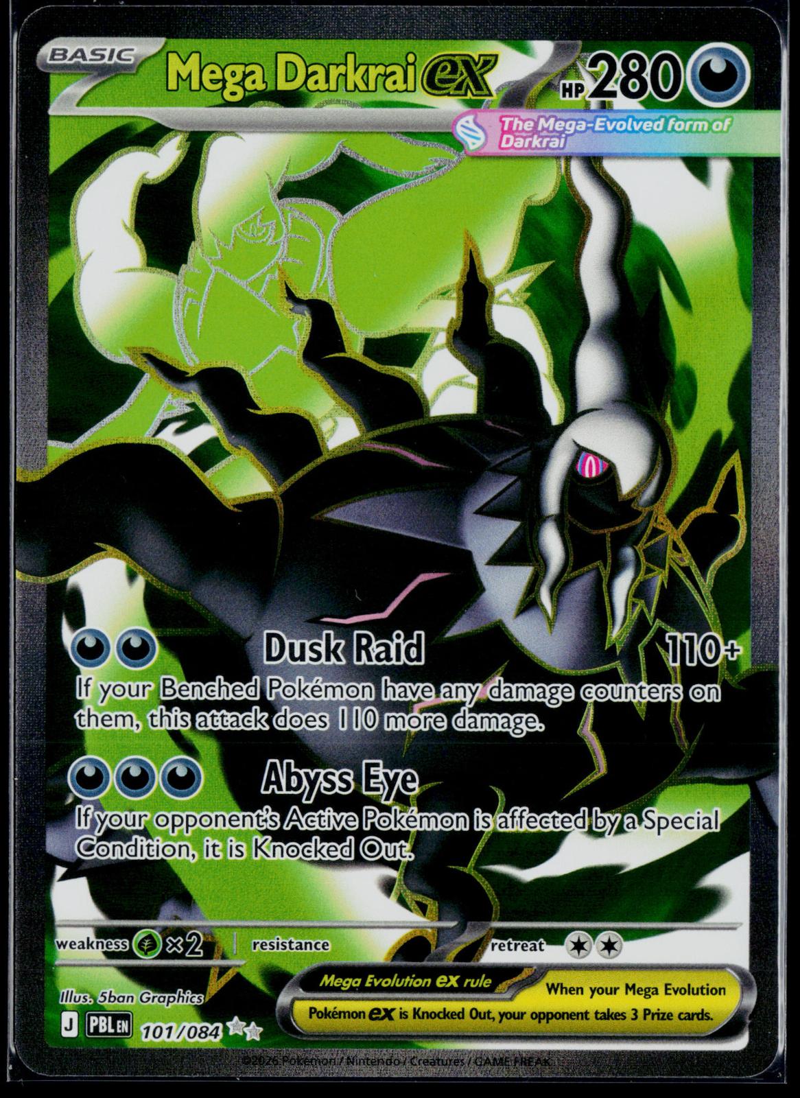 MEGA DARKRAI EX 101/084 POKEMON PITCH BLACK ULTRA RARE HOLO NM