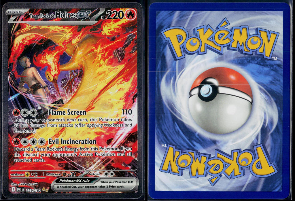 TEAM ROCKET'S MOLTRES EX 229/182 POKEMON DESTINED RIVALS HOLO NM