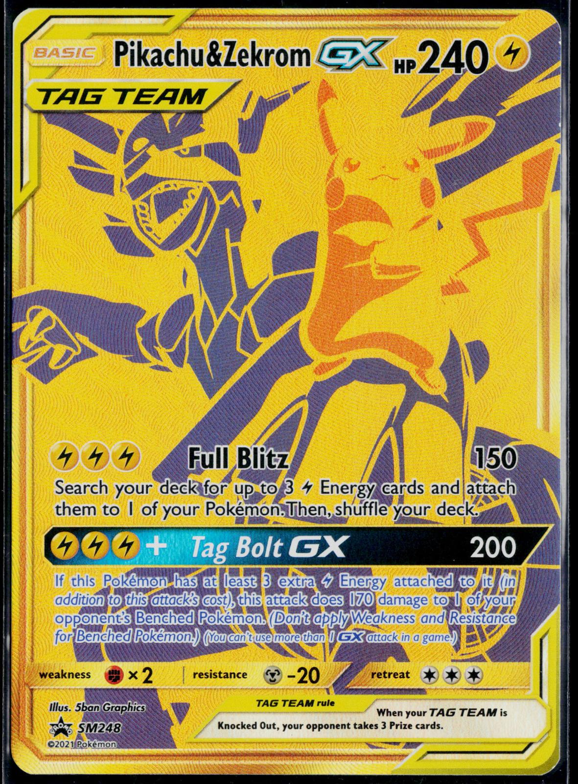PIKACHU & ZEKROM GX - SM248 POKEMON SUN & MOON PROMO HOLO P NM