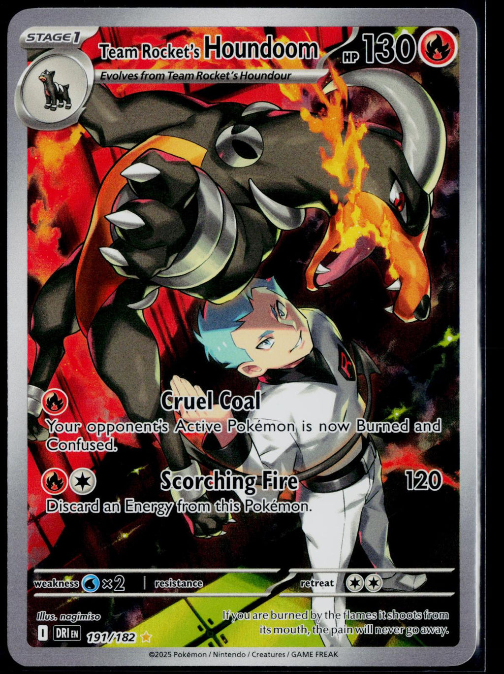 TEAM ROCKET'S HOUNDOOM 191/182 POKEMON DESTINED RIVALS ILLUSTRATION RARE NM