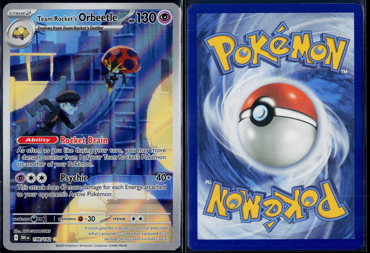 TEAM ROCKET'S ORBEETLE 198/182 POKEMON DESTINED RIVALS ILLUSTRATION RARE NM